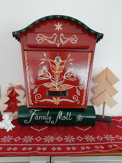 Ručne maľovaná poštová schránka, červená