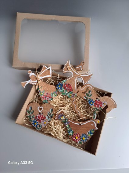 Weihnachtsschmuck für den Baum, handbemalt (5er-Pack)