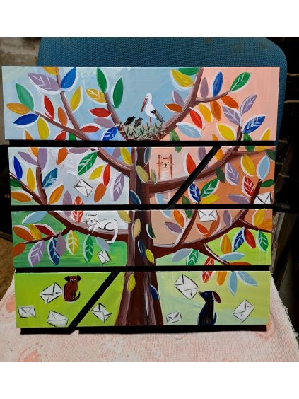 Painted mailbox - colorful tree 016