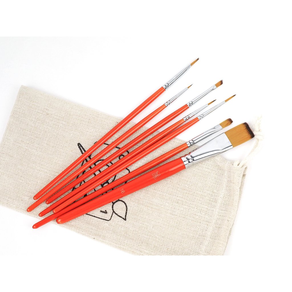 13686 1 paint brushes set 7pcs in a cloth bag