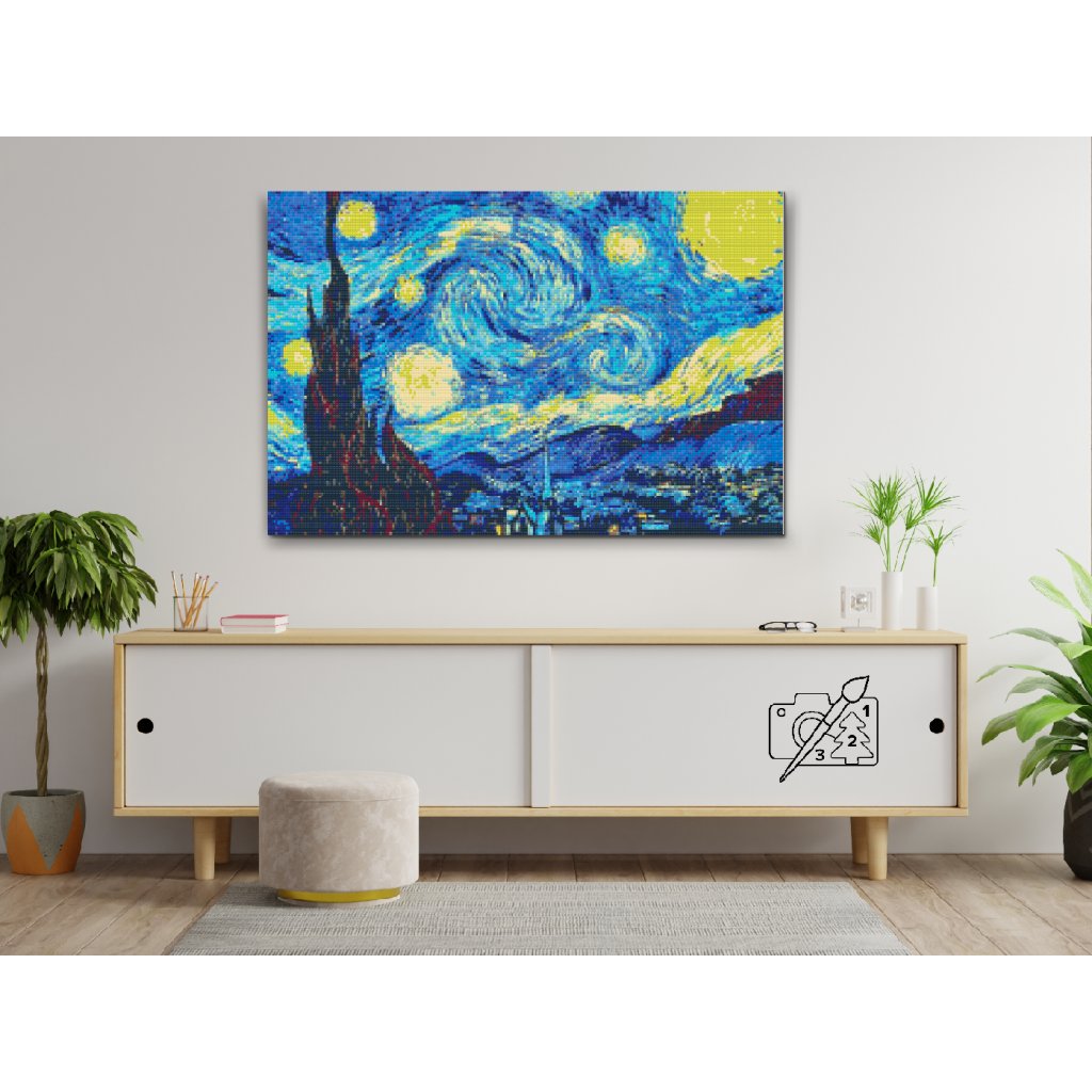 Starry Night Print by Van Gogh, Shimmering Diamond Painting Wall Art