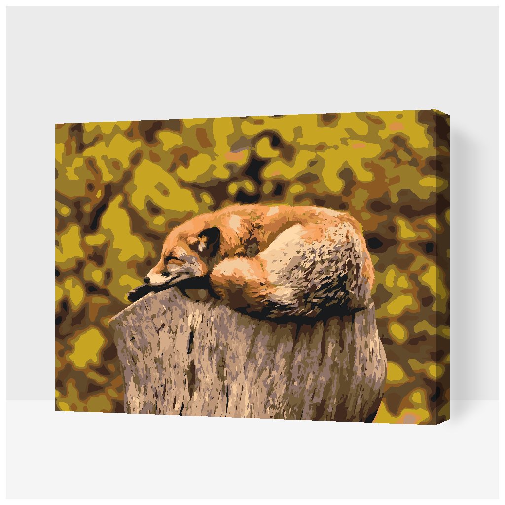 Paint by Number - Fox Resting on a Tree Trunk