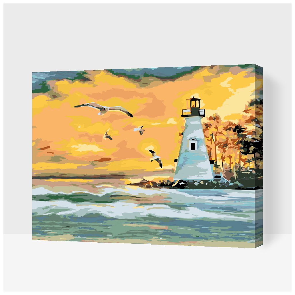 Paint by Number Lighthouse with Seagulls