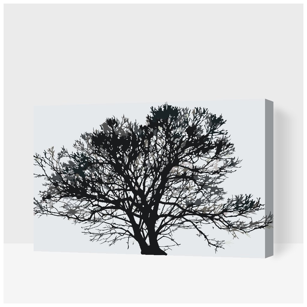 Paint by Number - Black and White Tree