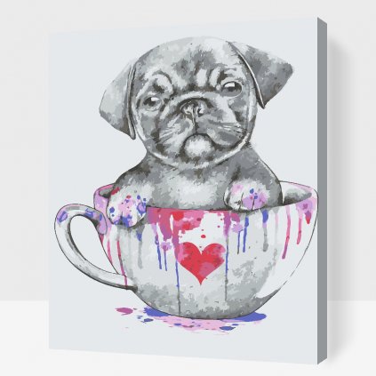 Paint by Number - Pug in a Painted Mug