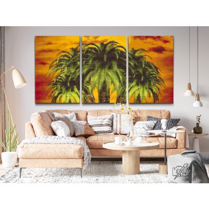 Diamond Painting - Palm trees in red background (set of 3)