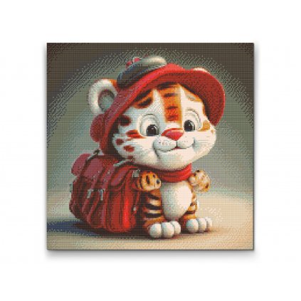 Diamond Painting - Cute tiger with a backpack