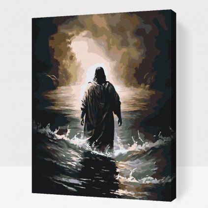 Malování podle čísel - Ježíš, chůze po vodě