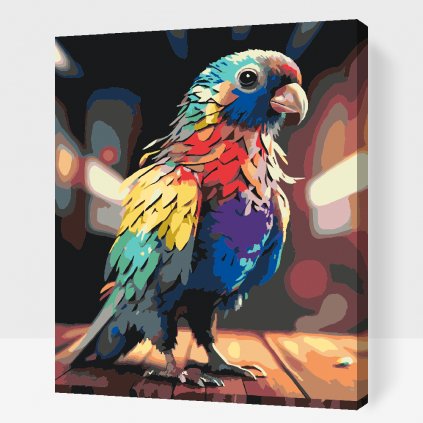 Malování podle čísel - Papoušek v duhových barvách