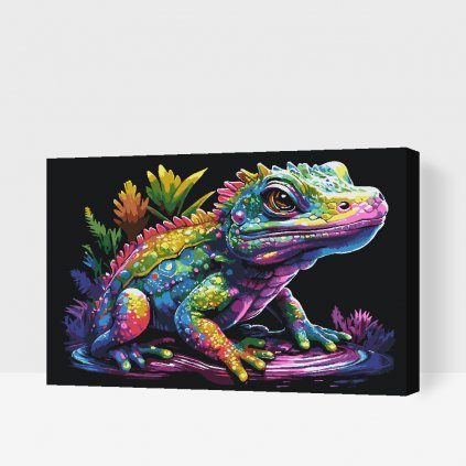 Malování podle čísel - Různobarevný leguán