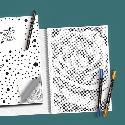 Dotting book - Flowers (Variant 3 colours (black, blue, gold))