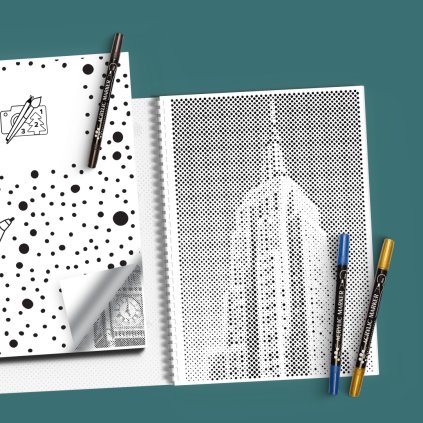 Dotting book - World monuments (Variant 3 colours (black, blue, gold))