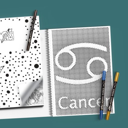 Dotting book - Zodiac sign (Variant 3 colours (black, blue, gold))