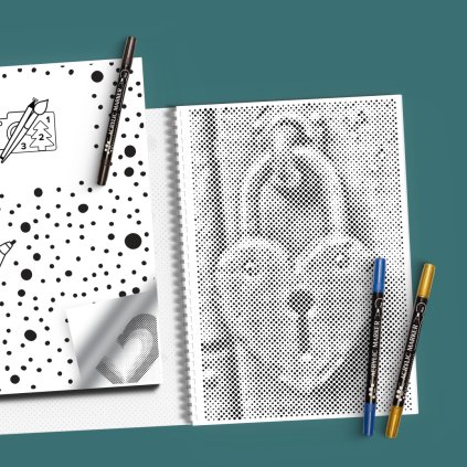 Dotting book - Heart (Variant 3 colours (black, blue, gold))