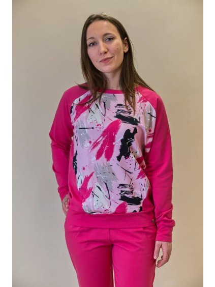 Dámská mikina s členěním MARY růžová