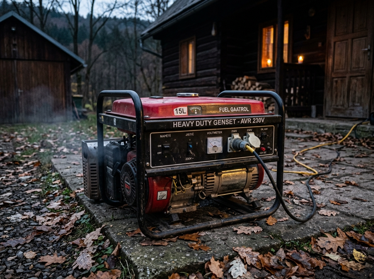 Benzínová elektrocentrála AVR 2500 W v reálném provozu u chalupy