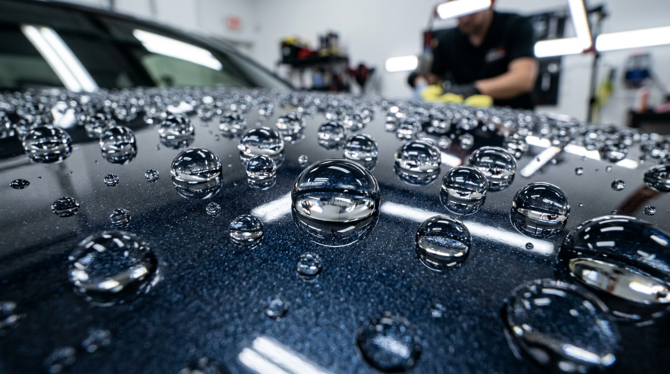 Hydrofobní odvod vody a soli po nanesení vosku na vyleštěný lak