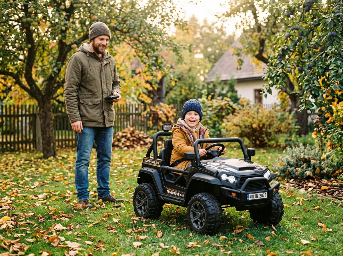 Dětská elektrická Buggy NEL-913 4x4 24V v reálném českém rodinném prostředí na zahradě