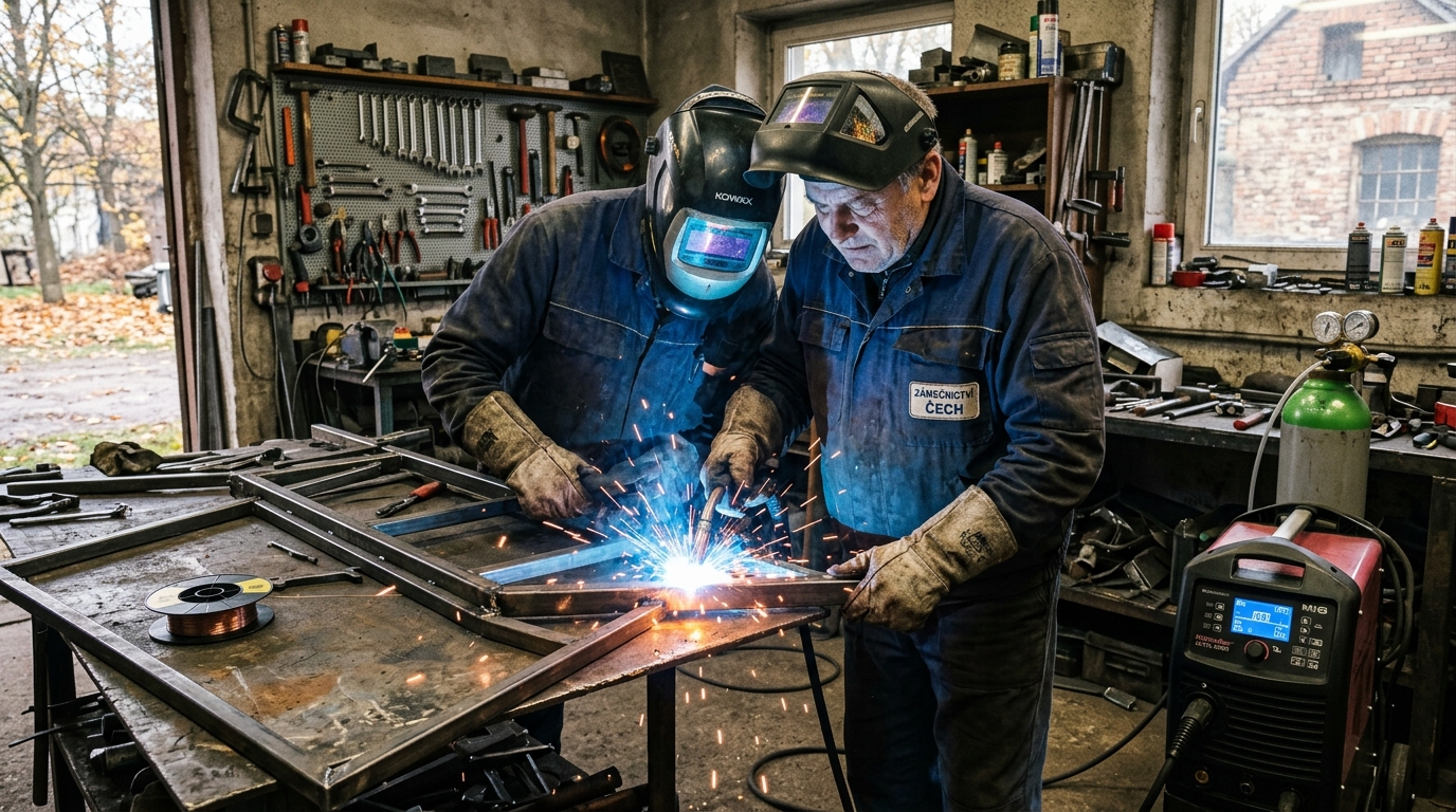 PajAndy WeldMaster 300A IGBT – reálné nasazení v české dílně při svařování ocelového rámu brány