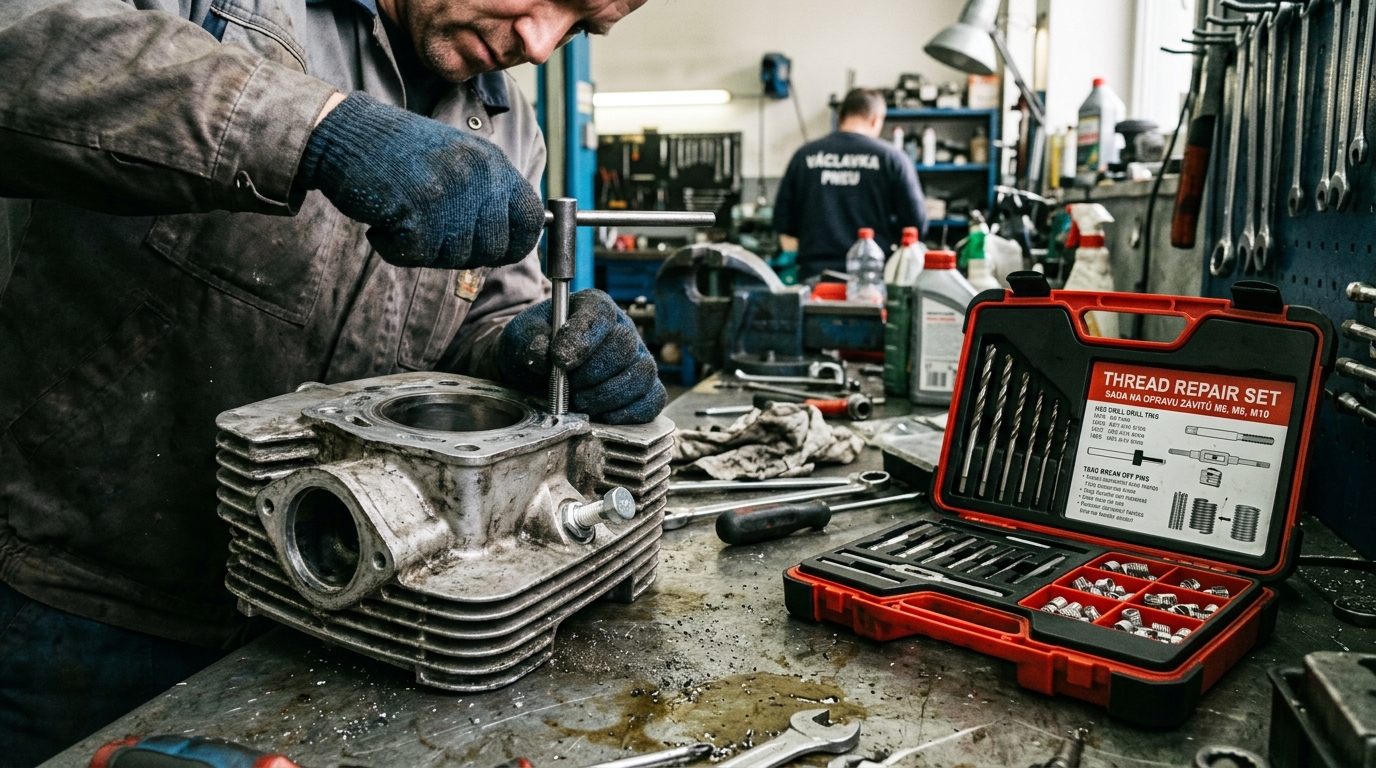 PajAndy ThreadFix Pro 88ks M6-M10 – sada pro opravu závitů na dílenském ponku s hlavou motoru