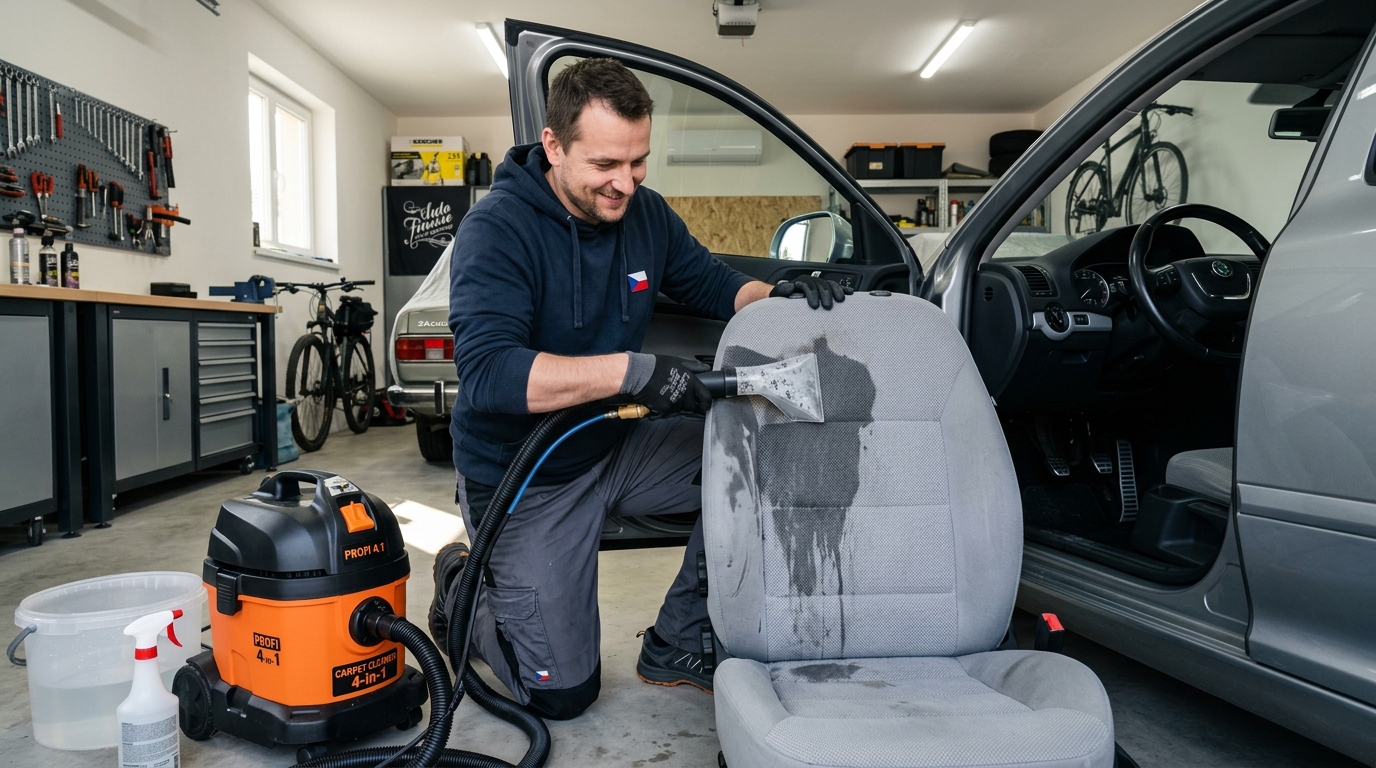 Profesionální tepovač PajAndy DeepClean 4v1 při čištění čalounění – PajAndy.cz