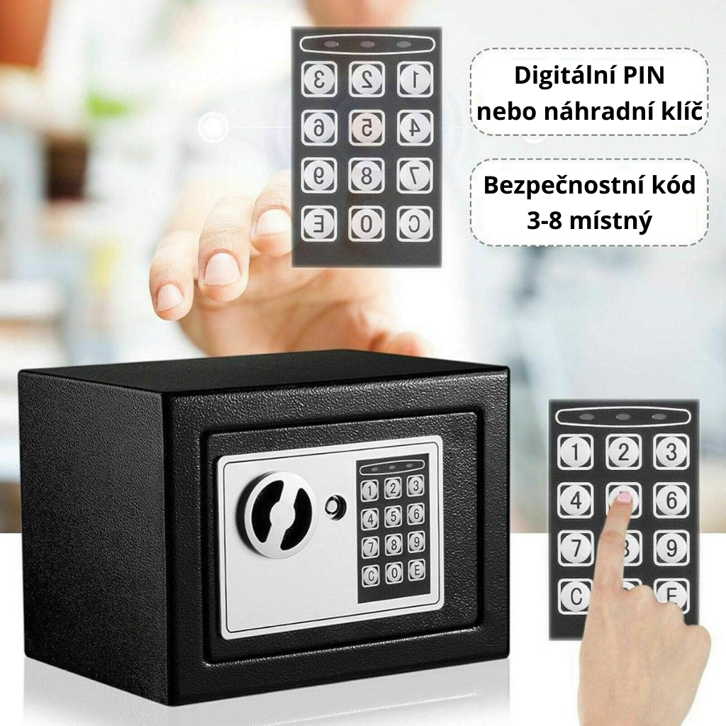 PajAndy SteelSafe DigitalLock PRO Ocelový trezor s elektronickým zámkem a nouzovým klíčem (23×17×17 cm) - foto 16