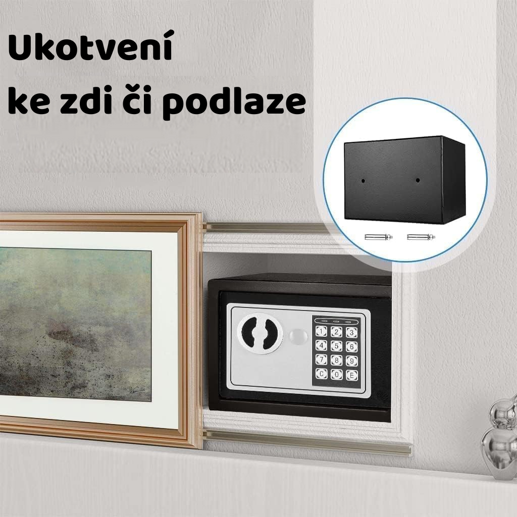 PajAndy SteelSafe DigitalLock PRO Ocelový trezor s elektronickým zámkem a nouzovým klíčem (23×17×17 cm) - foto 8
