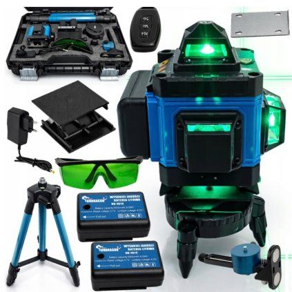 Zelený křížový laser 4D 360° samonivelační + stativ