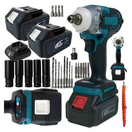 Rázový utahovák 1/2″ – 650 Nm, 2× Baterie 48V (2v1)