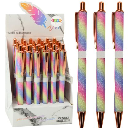 17200 1 automaticke kovove trpytive pero modra napln 1 0 mm