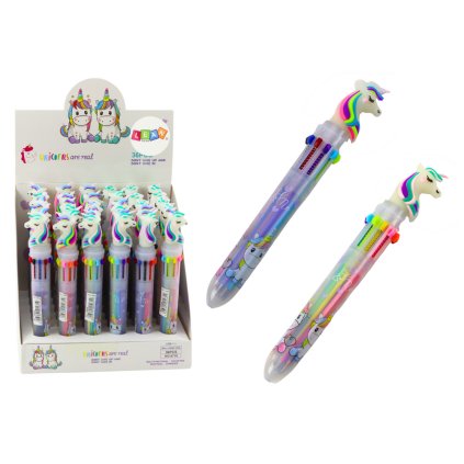 13534 4 automaticke vicebarevne pero jednorozec 10 barev mix