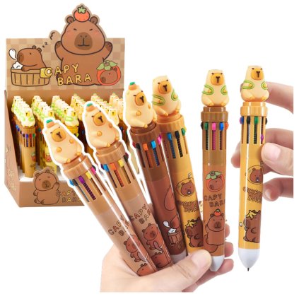 21805 3 automaticke vicebarevne pero s figurkou kapibara 10v1