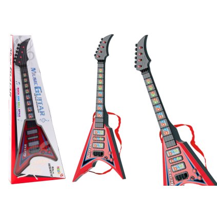 14827 3 detska elektricka kytara svetla melodie cervena