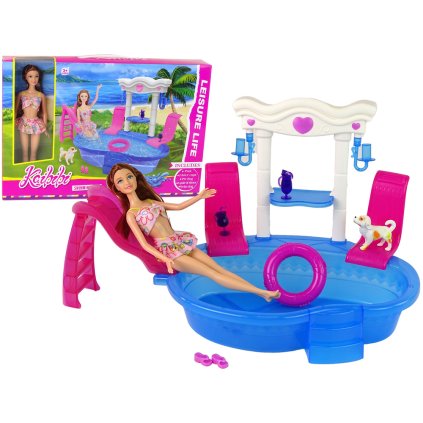 8719 3 detska panenka s doplnky bazen skluzavka