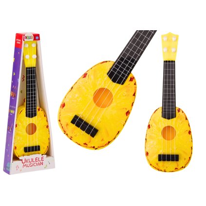 12250 3 detske ukulele mini kytara 4 struny ananasovy motiv zluta 15