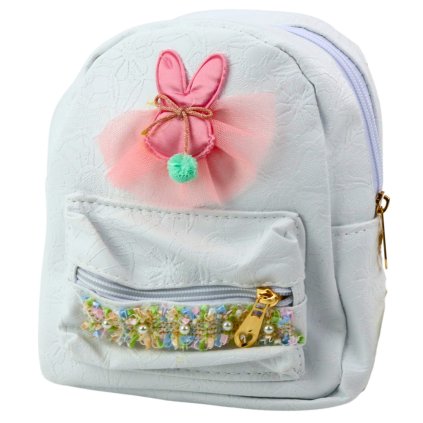 19237 1 detsky batoh s reliefnim kralikem tylova ozdobna stuha bila 2 5l 20cm
