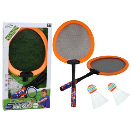 26338 sada 2 badmintonovych rakety s kosicky oranzova