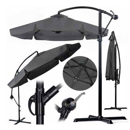 Screenshot 2025 05 01 at 11 32 10 PARASOL OGRODOWY SZARY DUŻY SKŁĄDANY REGULOWANY Z WYSIEGNIKIEM 350CM 3 5M • Cena Opinie • Parasole ogrodowe 17315609136 • Allegro