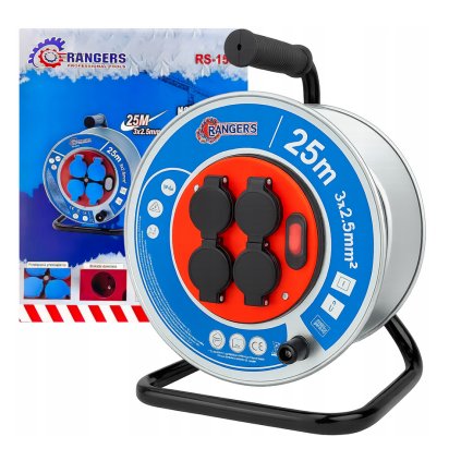 Screenshot 2025 06 05 at 14 58 34 Przedłużacz Bębnowy 25m 3×2 5mm² Metalowy Bęben 4 Gniazda Rangers (5906293851457) • Cena Opinie 17562225186 • Allegro