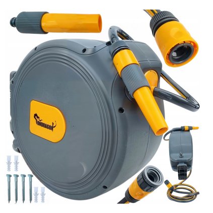 Screenshot 2025 05 06 at 13 13 45 AUTOMATYCZNY BĘBEN ZWIJACZ NA WĄŻ OGRODOWY NAŚCIENNY ZWIJAK 1 2 20m MOCNY (0630606594520) • Cena Opinie • Węże 17189681352 • Allegro