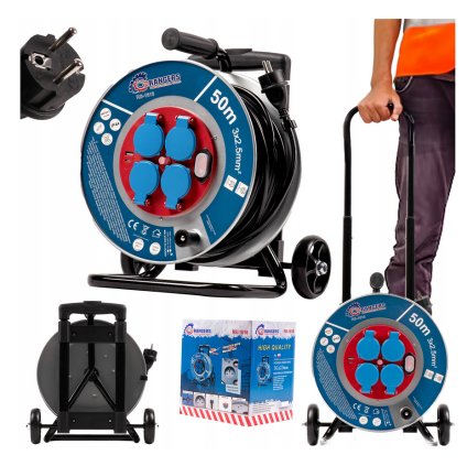 Screenshot 2025 06 05 at 15 26 27 POLSKI PRZEDŁUŻACZ BĘBNOWY BUDOWLANY 3X2 5MM 50M USB NA WÓZKU STOJAK IP44 (5901832123798) • Cena Opinie 17554972359 • Allegro