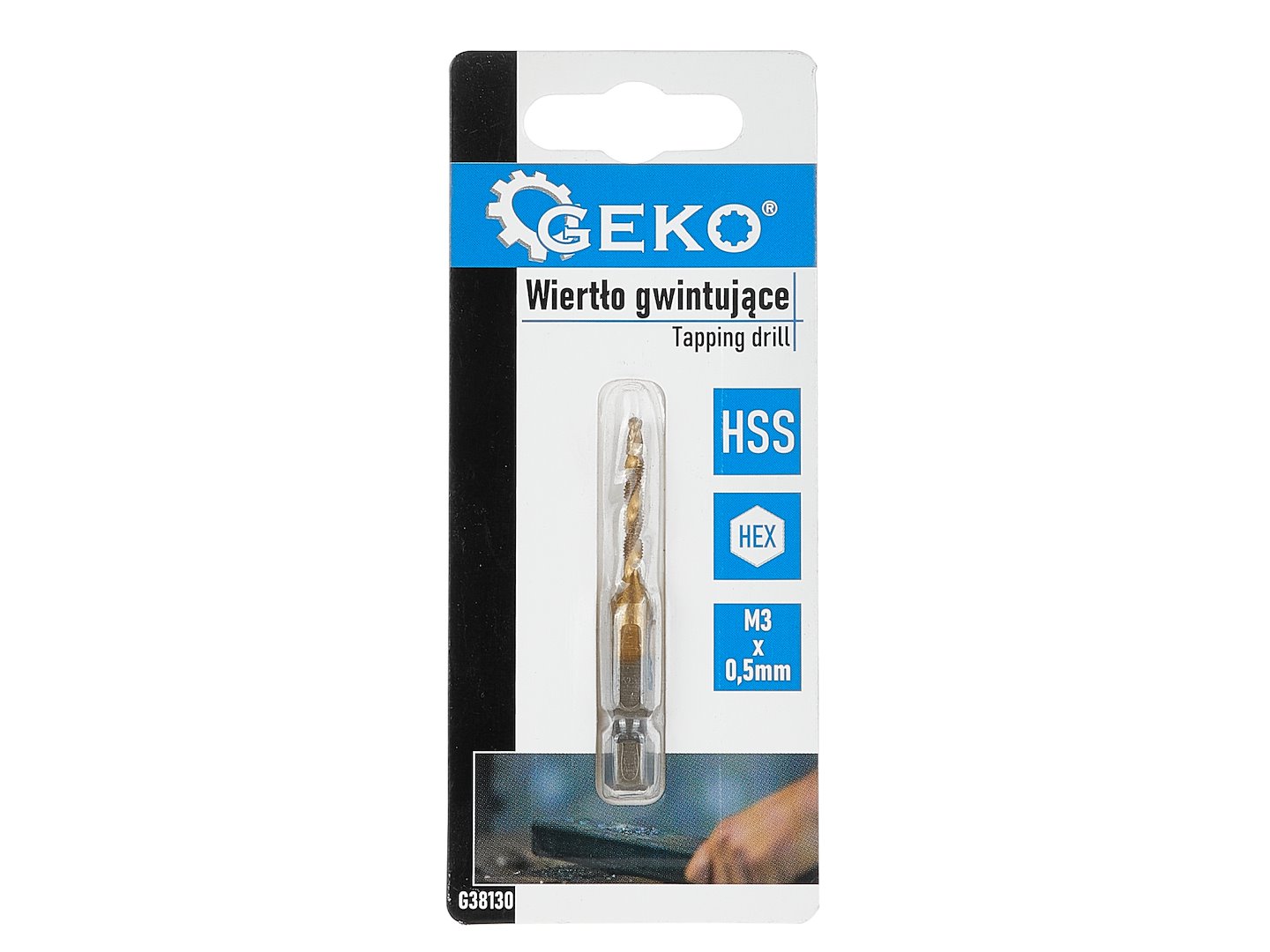 Závitník HSS M3 x 0,5 mm HEX – detail závitové části