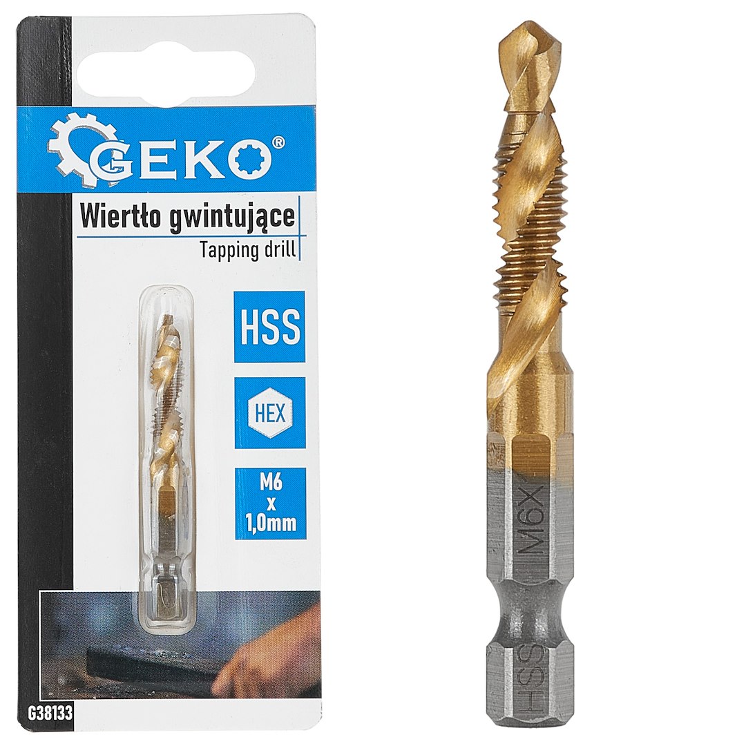 Závitník HSS M6 x 1,0 mm HEX – celkový pohled na nástroj