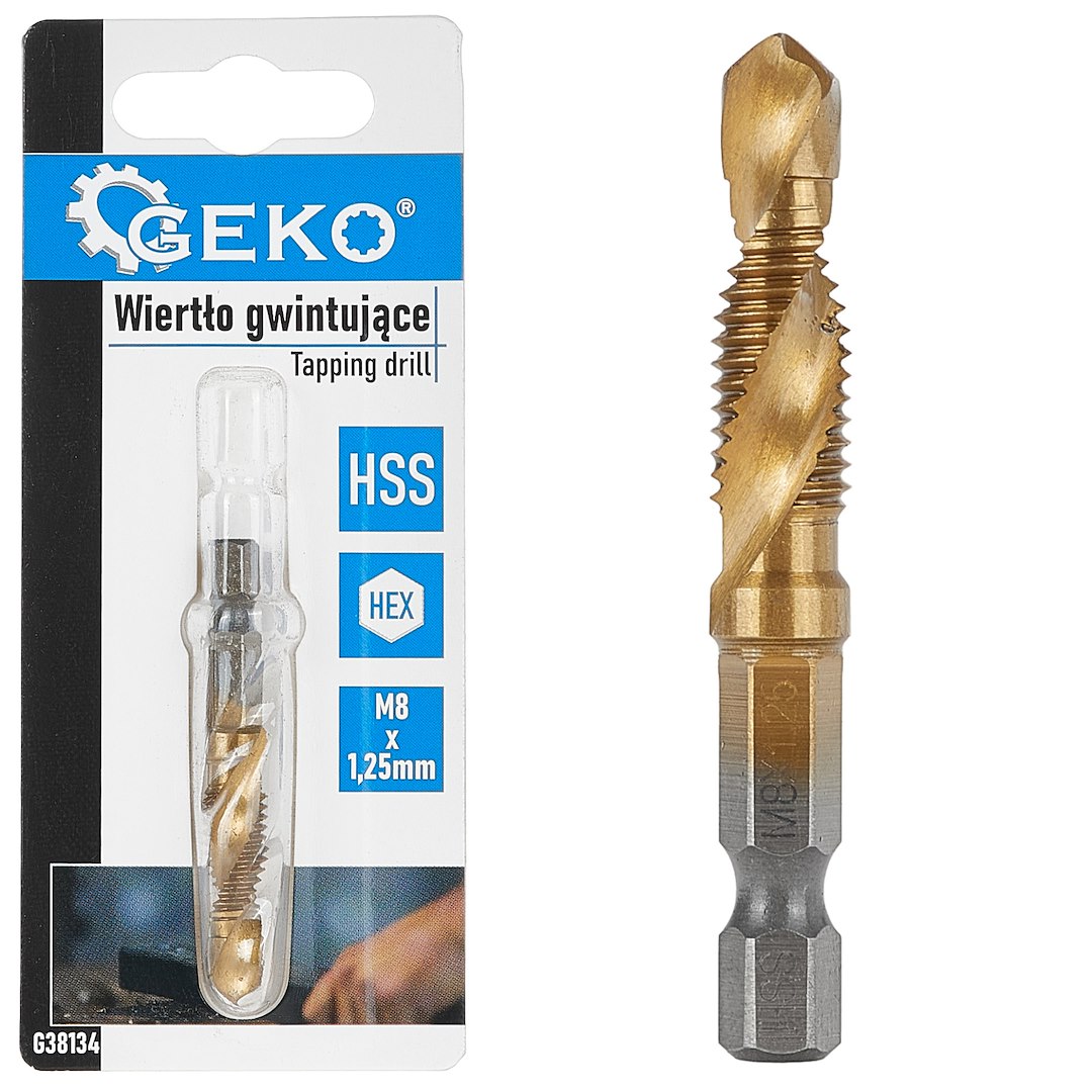 Závitník HSS M8 x 1,25 mm HEX – celkový pohled