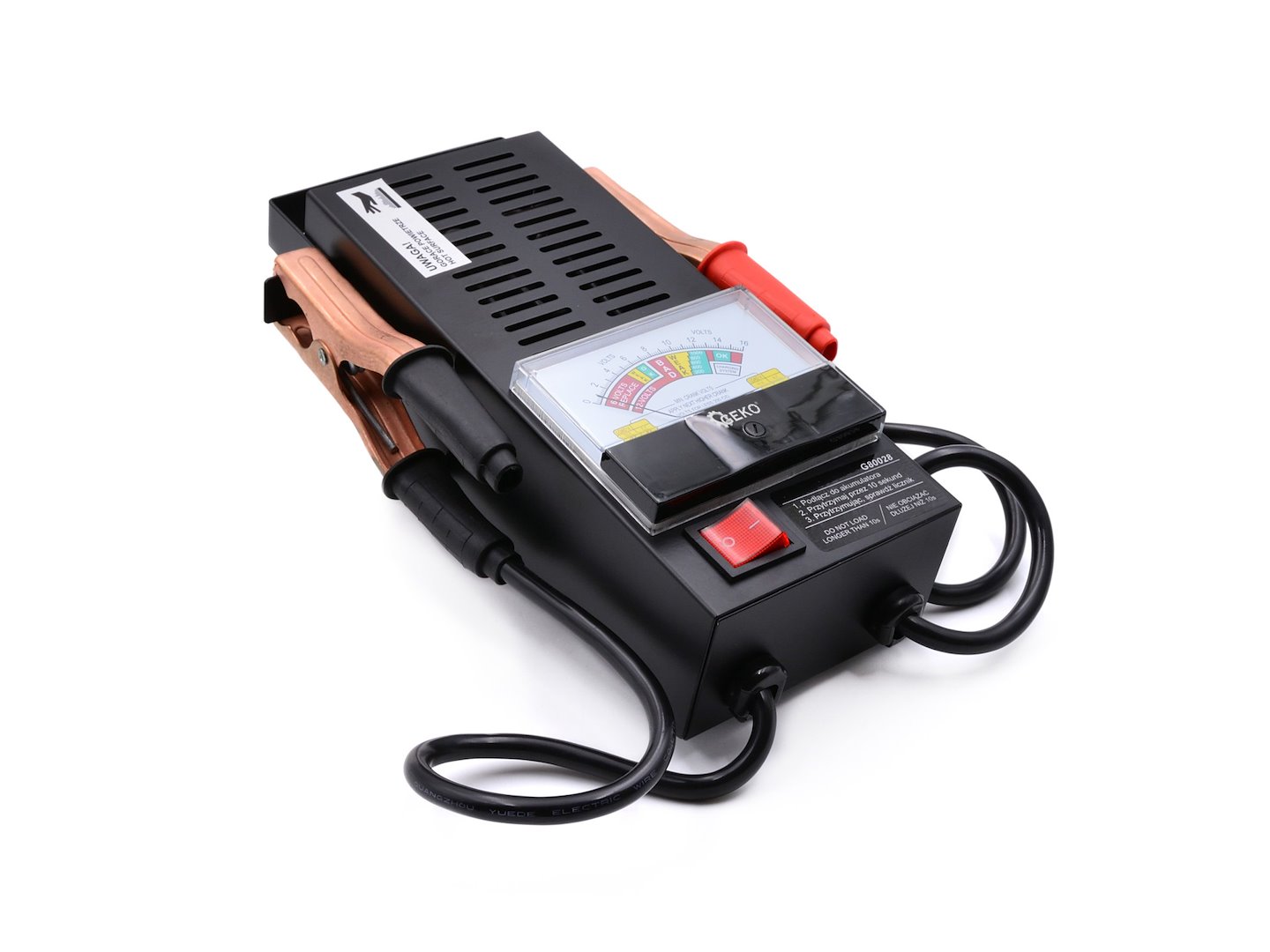 Analogový tester akumulátorů Geko – detail stupnice
