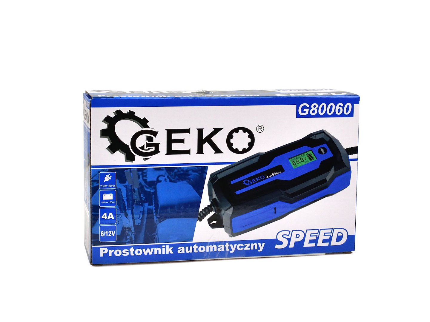 Automatický nabíječ Geko SPEED – balení produktu