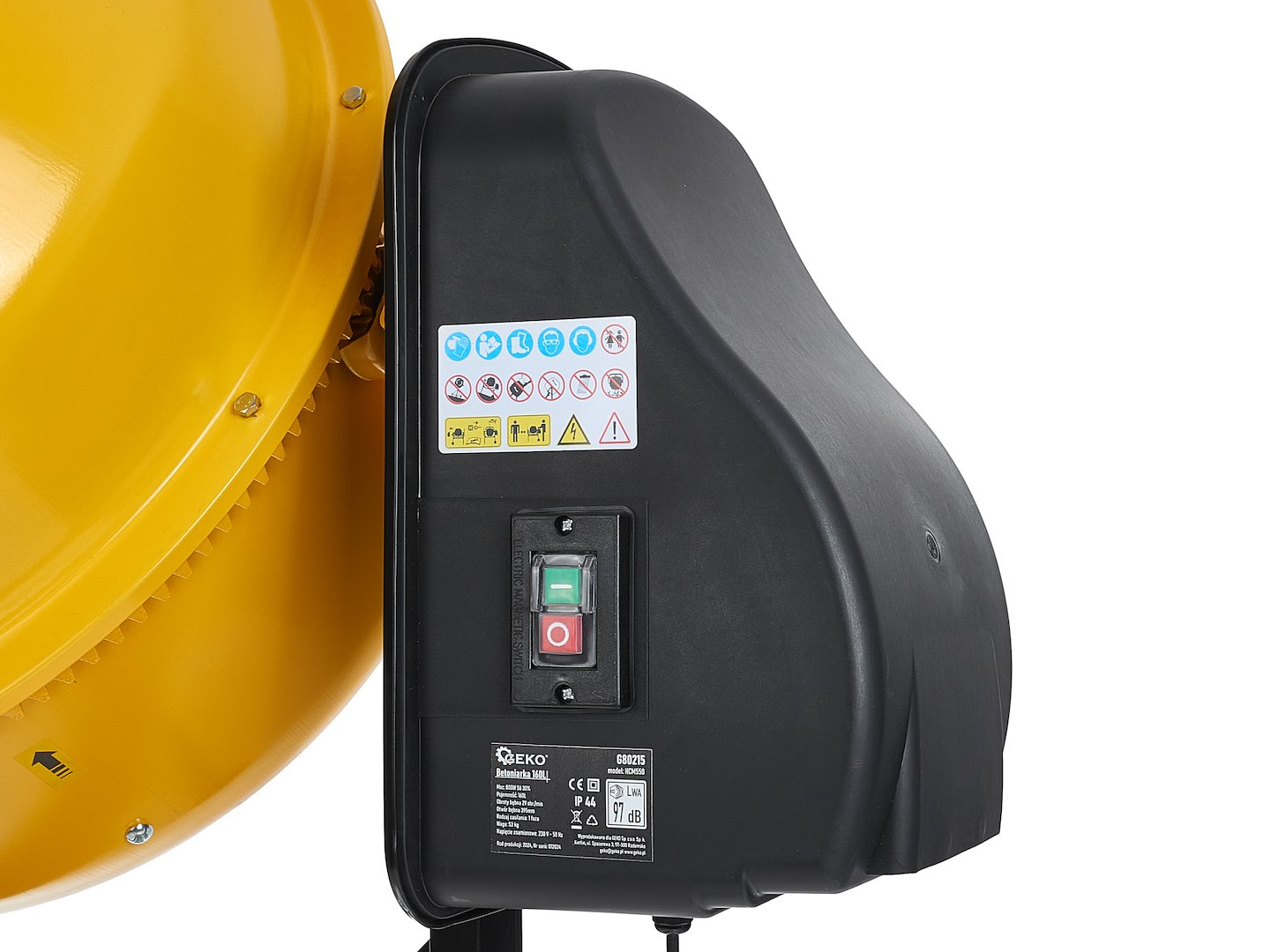 Betonmíchačka Geko 160L 800W – pohled z boku