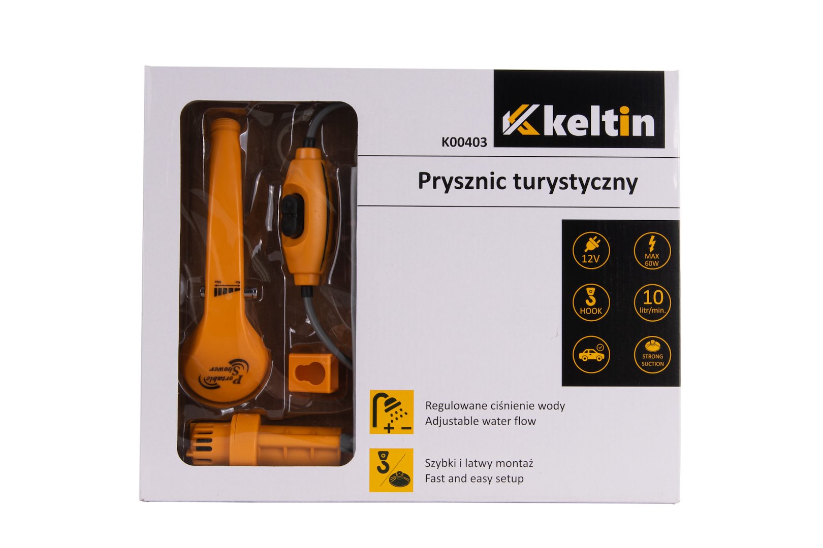 Cestovní sprcha 12 V Geko – mobilní sprcha pro auto, karavan a kempování 6