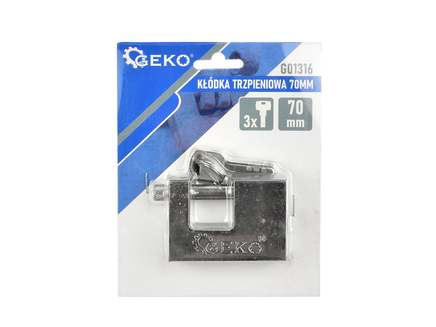 Čepový zámek 70 mm Geko – detail mechanismu zámku
