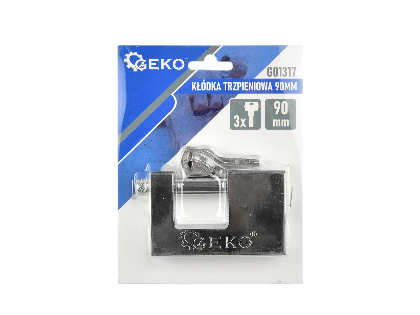 Čepový zámek 90 mm Geko – detail provedení